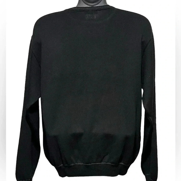 Lenor Romano Italian Wool Fine Knit Basketweave Mens Black Sweater size medium - Picture 3 of 11